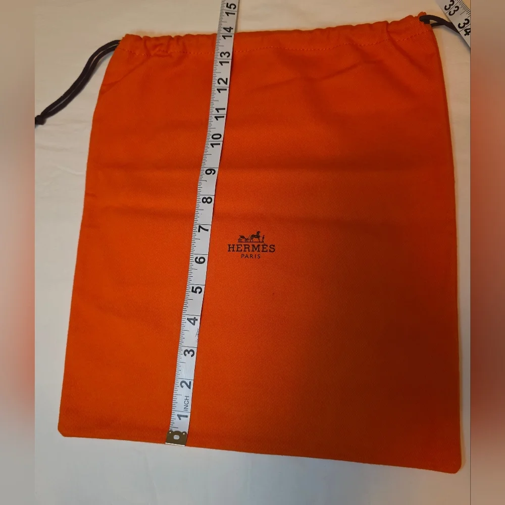 Hermès Orange Dust Bag Small Cotton Drawstring 12x14 Approx